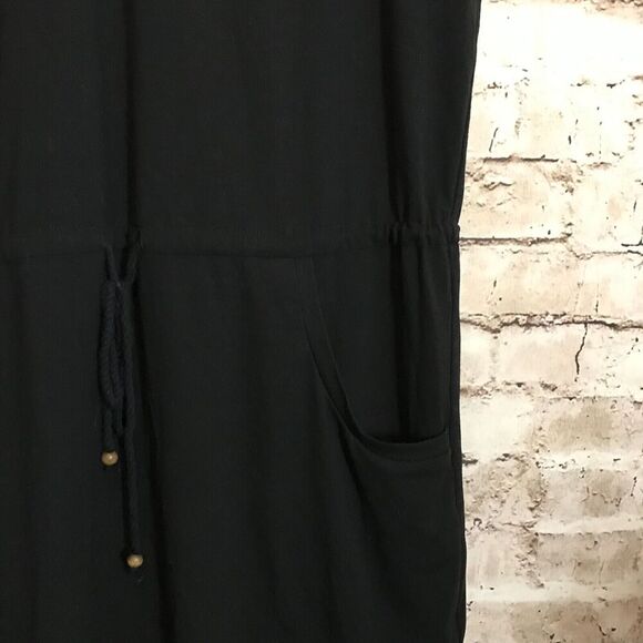 Talbots Dress Womens Medium Black Drawstring Mesh Lace Trim Pockets Stretch - Picture 8 of 15